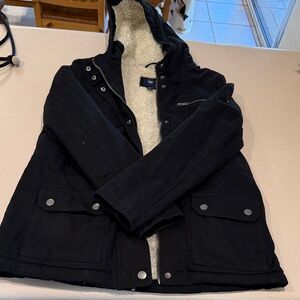 GAP Black Hooded Military Jacket